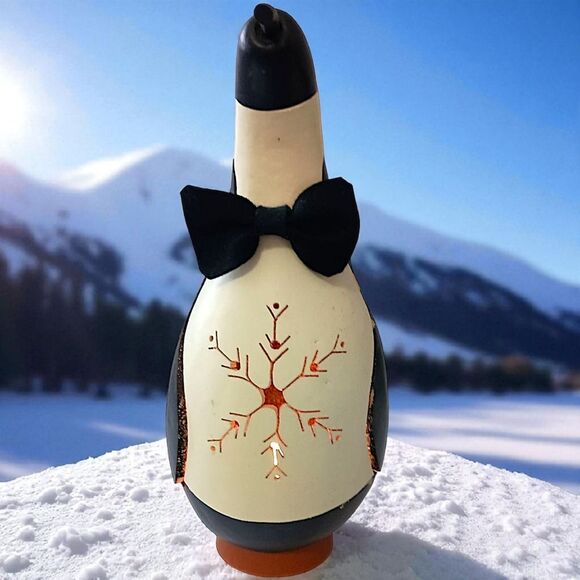 Meadowbrooke Gourd Penquin Lamp Light Handcrafted Carved Holiday Winter Vintage - Picture 11 of 16